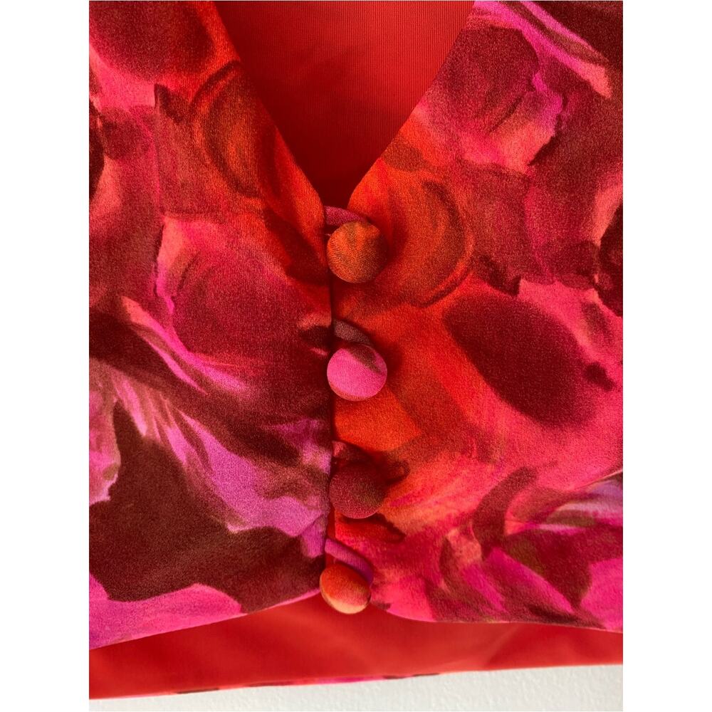 Vintage Vanity Fair 60s Groovy Psychedelic Pink Floral Crop Blouse size 10 - Picture 5 of 7